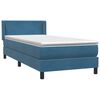 vidaXL Boxspring met matras fluweel donkerblauw 100x220 cm