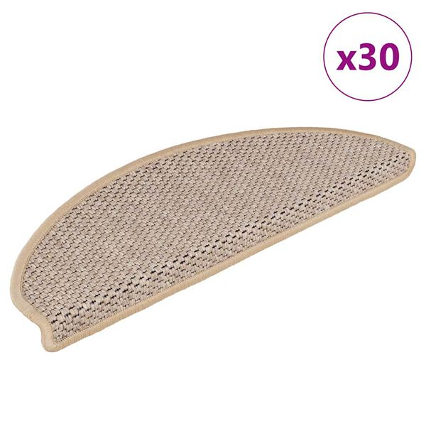 vidaXL Trapmatten Sisal-Look zelfklevend 30 st 65x21x4 cm lichtbeige
