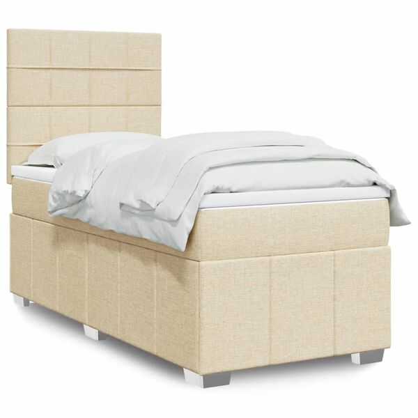 vidaXL Boxspring met matras stof cr&egrave;mekleurig 80x200 cm