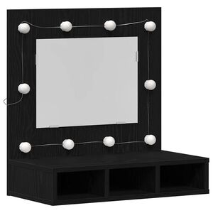 vidaXL Spiegelkast Zwart Eiken 60 x 31,5 x 62 cm Bewerkt hout