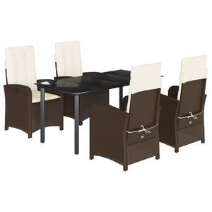 vidaXL 5-delige Tuinset met kussens poly rattan bruin