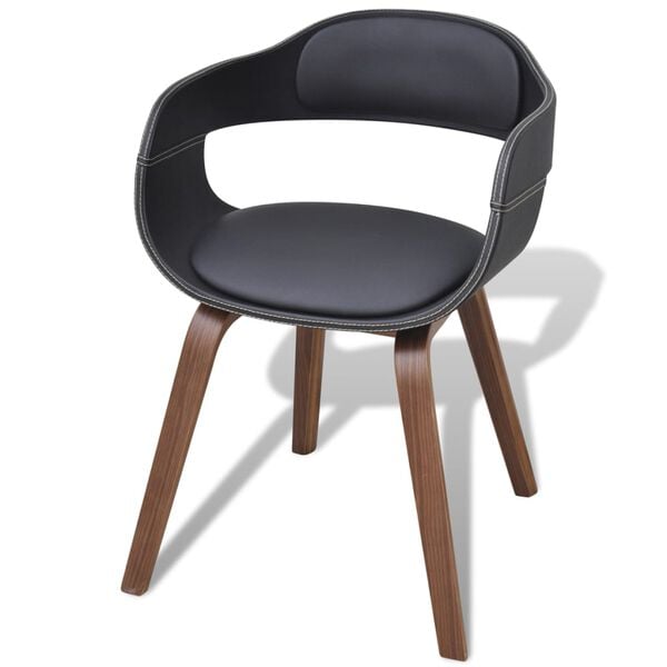 vidaXL Eetkamerstoelen 4 st gebogen hout en kunstleer zwart