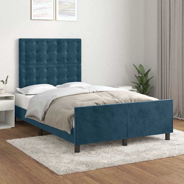 vidaXL Bedframe zonder matras 120x200 cm fluweel donkerblauw