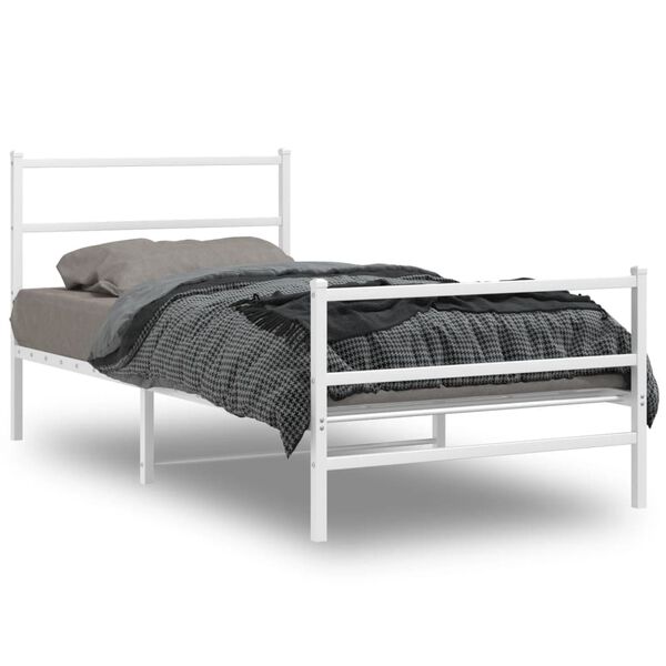 vidaXL Bedframe met hoofd- en voeteneinde&nbsp;metaal wit 107x203 cm