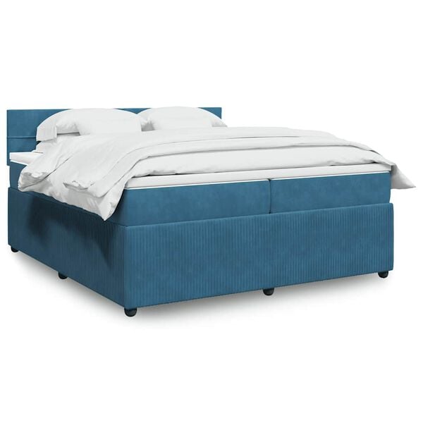 vidaXL Boxspring met matras fluweel blauw 200x200 cm