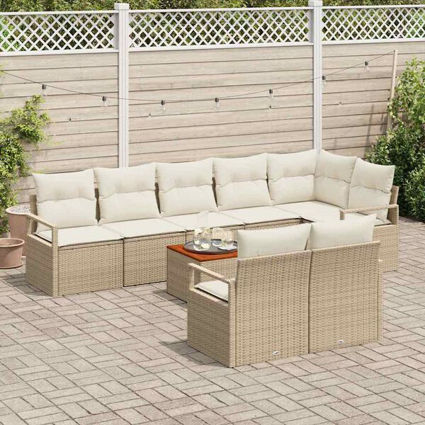 vidaXL Tuin Sofa Set 9 pcs Beige en wit