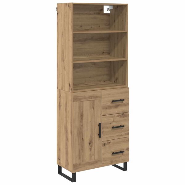 vidaXL Hoge kast Artisan Eiken 69,5 x 34 x 180 cm Bewerkt hout