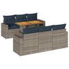 vidaXL 7-delige Loungeset met kussens poly rattan grijs