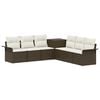 vidaXL Bankstel 7 st Bruin en Cr&egrave;me Wit Poly Rattan en Staal