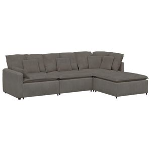 vidaXL Modulaire bank met voetenbank&kussens corduroy stof lichtgrijs