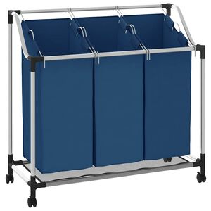 vidaXL Wassorteerder met 3 zakken staal blauw