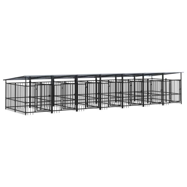 vidaXL Hondenkennel met dak 13,14 m&sup2; staal