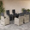 vidaXL 7-delige Tuinset met kussens poly rattan grijs