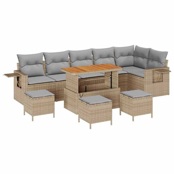 vidaXL Tuin Sofa Set 10 pcs Beige poly rattan