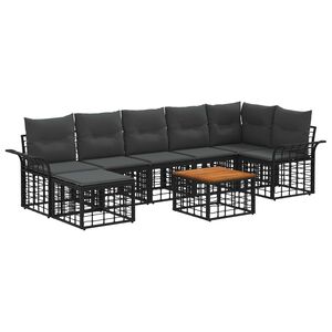 vidaXL Buiten bankenset 8 st Zwart en Donkergrijs Polyester