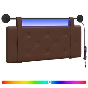 vidaXL Hangend hoofdbord Met LED-verlichting Bruin Kunstleer