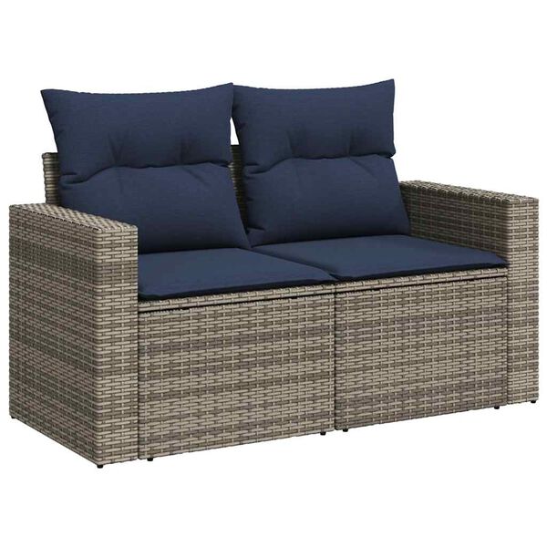 vidaXL 8-delige Loungeset met kussens poly rattan acacia grijs
