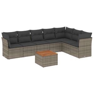 vidaXL 8-delige Loungeset met kussens poly rattan grijs
