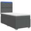vidaXL LED Boxspring Bed met Matras Donkergrijs 90 x 190 cm Stof