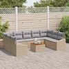 vidaXL Tuinbankenset met kussen 10 pcs Beige poly rattan