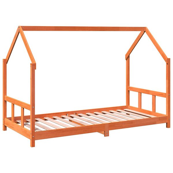 vidaXL Kinderbedframe massief grenenhout wasbruin 90x190 cm