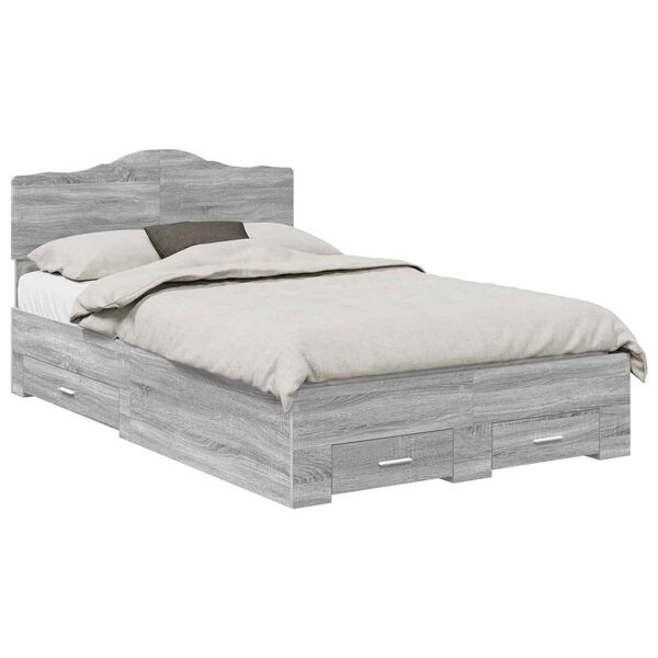 vidaXL Bedframe met hoofdeinde Grijs Sonoma 120 x 190 cm Bewerkt hout