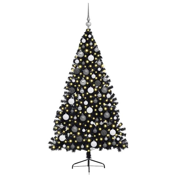 vidaXL Kunstmatig Voorverlicht Kerstboom met 300 LED Zwart 180 cm PVC