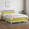 vidaXL Boxspring met matras en LED stof groen 140x200 cm