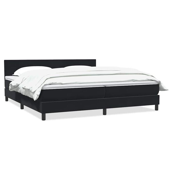 vidaXL Boxspring met matras fluweel zwart 180x210 cm