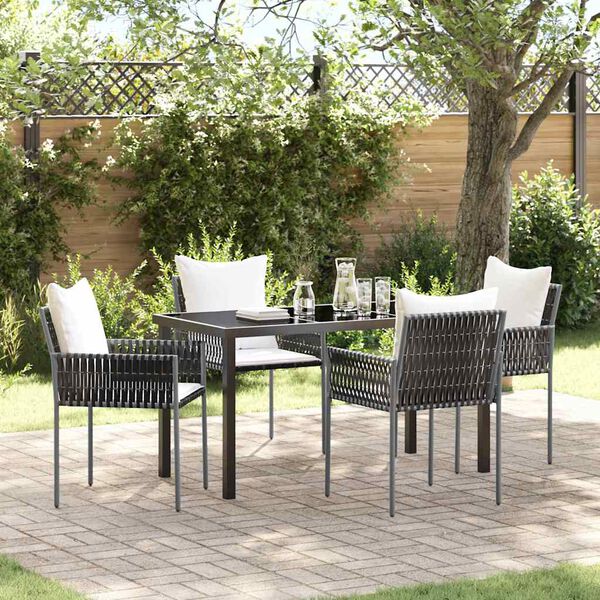 vidaXL Tuin eettafelset 5 pcs Bruin en zwart PE Rattan