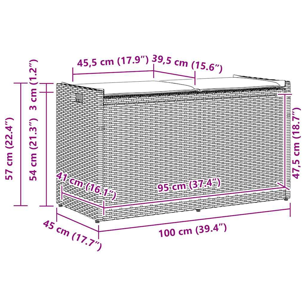 VidaXL Opbergbank 100x50x52 Cm Poly Rattan En Acacia Grijs 748729655