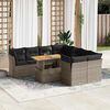 vidaXL 9-delige Loungeset met kussens poly rattan grijs