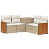 vidaXL Bankstel 5 st Beige en Cr&egrave;me Wit Poly Rattan en Staal