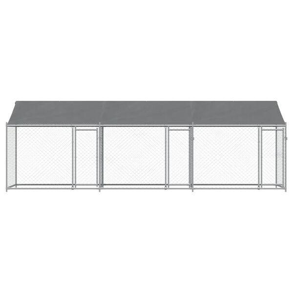 vidaXL Hondenhok met dak en deuren 6x2x2 m gegalvaniseerd staal grijs