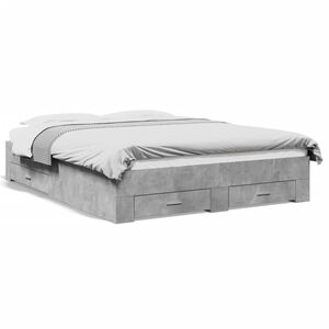 vidaXL Bedframe met lades bewerkt hout betongrijs 160x200 cm