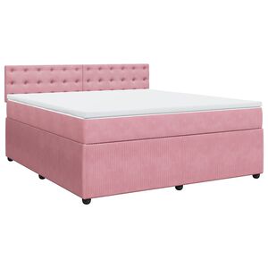 vidaXL Boxspring met matras fluweel roze 180x200 cm