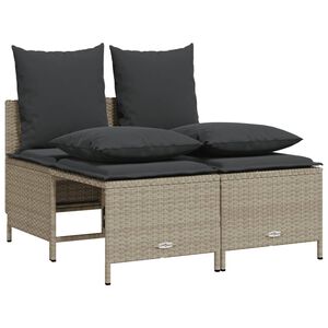 vidaXL 4-delige Loungeset met kussens poly rattan lichtgrijs