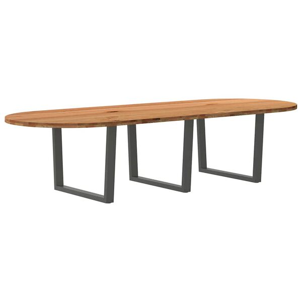 vidaXL Eettafel 320x120x74 cm ovaal massief eikenhout lichtbruin