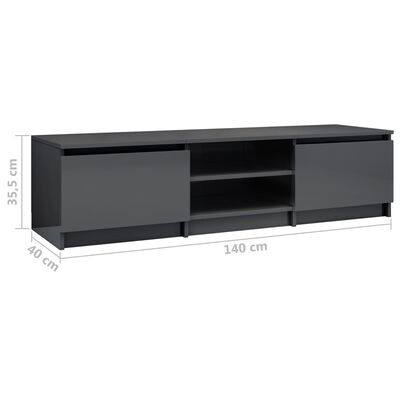 vidaXL Tv-meubel 140x40x35,5 cm bewerkt hout hoogglans grijs