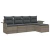 vidaXL Buitensofa met kussen 5 pcs Grijs poly rattan