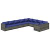 vidaXL 9-delige Loungeset met kussens poly rattan grijs