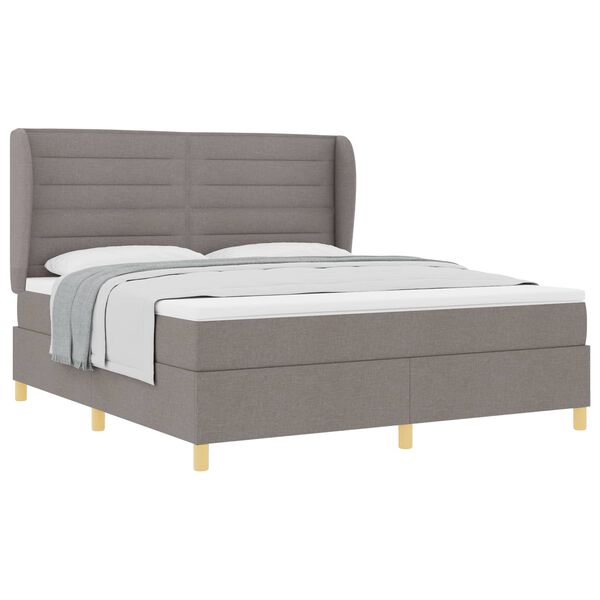 vidaXL Boxspringbed met Matras Donkergrijs 90x190 cm Taupe Stof