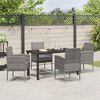 vidaXL Tuin eettafelset met kussen 5 pcs Grijs poly rattan