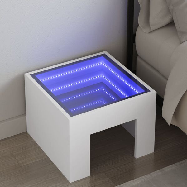 vidaXL Nachtkastje met Infinity LED 40x40x30 cm wit
