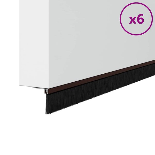 vidaXL Zelfklevende Deurborstels 6 pcs Bruin 100 cm Aluminium Legering