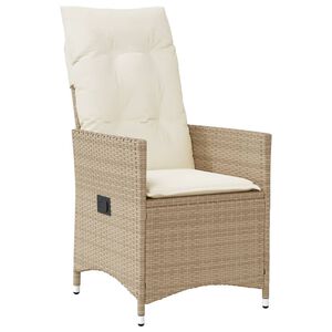 vidaXL Tuinstoel verstelbaar met kussens poly rattan beige