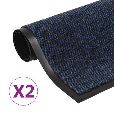 vidaXL Droogloopmatten 2 st rechthoekig getuft 80x120 cm blauw