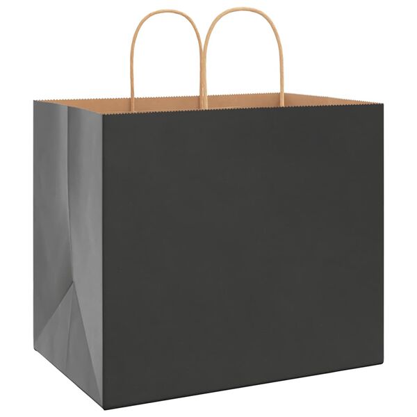 vidaXL Papieren zakken 250 st met hengsels 32x22x28 cm zwart