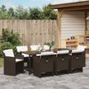 vidaXL Tuin eettafelset 9 pcs Bruin poly rattan
