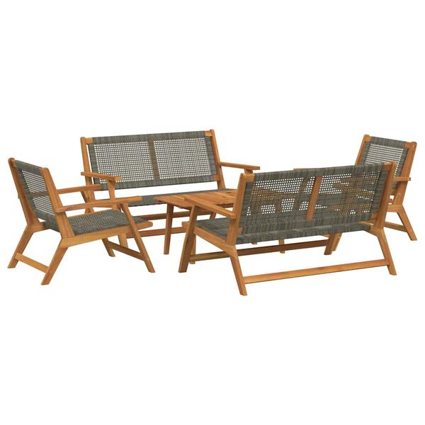 vidaXL Tuinstoelen met Tafel 5 pcs Grijs 90 x 45 x 40 cm